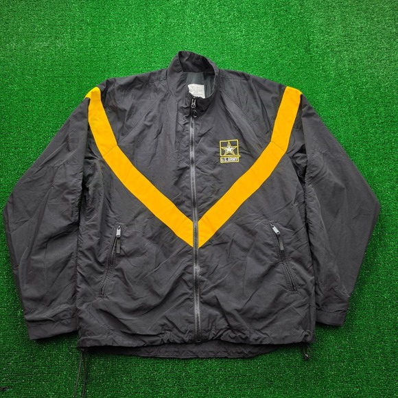 Military Other - US‎ Army APFU Physical Fitness Uniform Track Jacket Mens Medium Black Full Zip